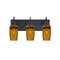 Besa Lighting Milo 4 Vanity, Amber, Black, 3x60W Incandescent 3WG-MILO4AM-BK - alternate 1